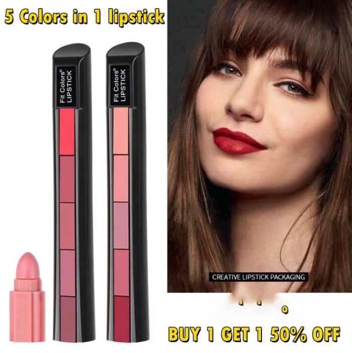 Fit Colors Matte Lipstick Combo Set 5-Section Velvet Matte Lip Gloss Lipstick for Women - Image 2