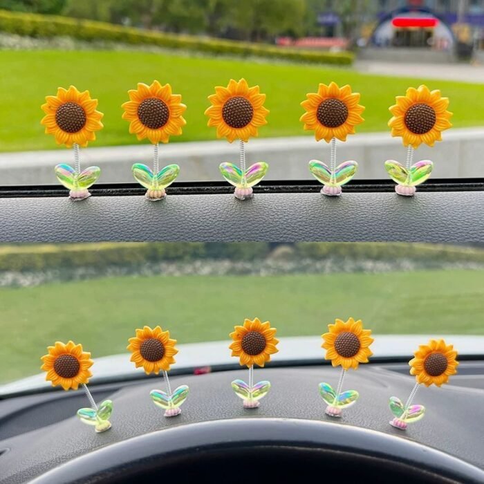 (5 Pcs Set) Sunflower Shaking Head Car/Desk Ornament - Image 1