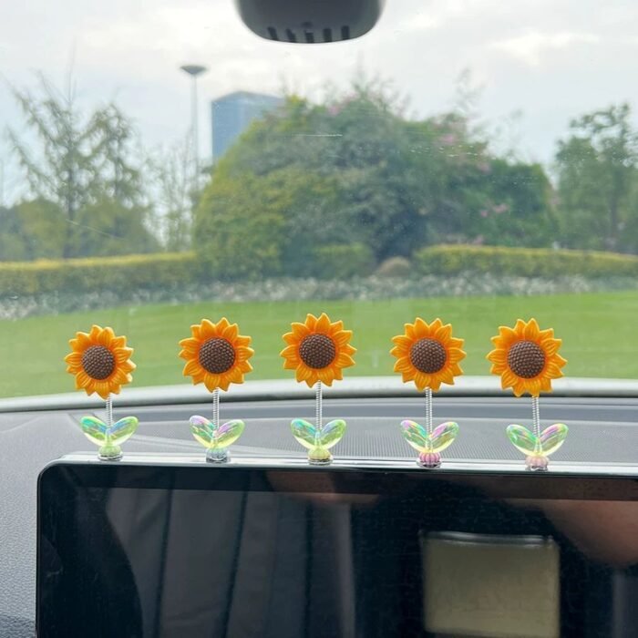 (5 Pcs Set) Sunflower Shaking Head Car/Desk Ornament - Image 3