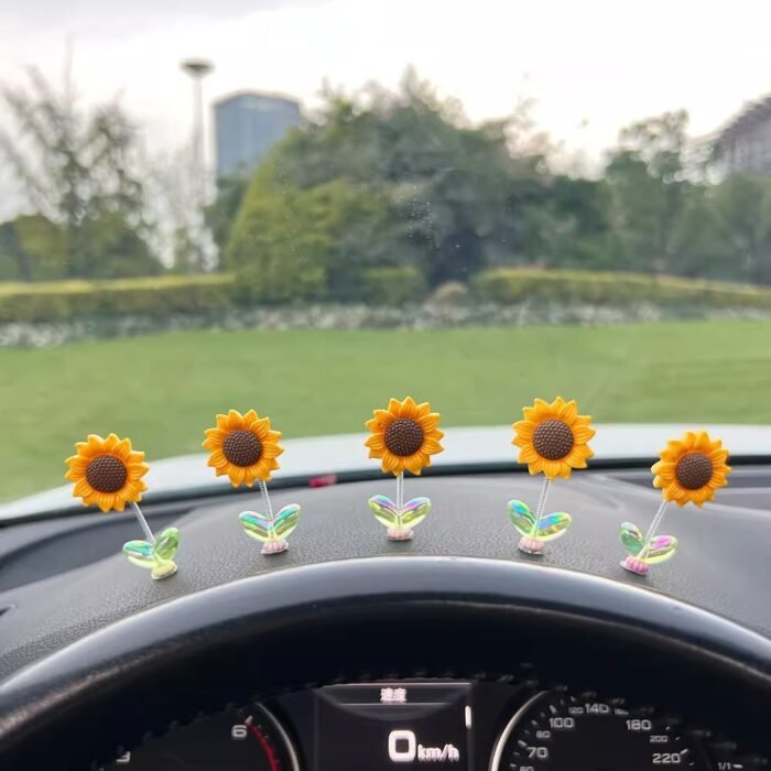 (5 Pcs Set) Sunflower Shaking Head Car/Desk Ornament - Image 2