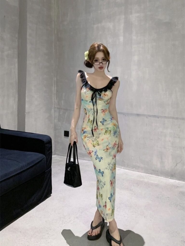 Gothic Glamour Full-Length Sheer Floral Lace Lingerie Gown