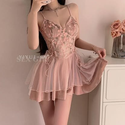 Midnight Muse Navy Blue Lace Corset Mesh Maxi Nightgown