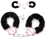 Playful Pink Faux Fur Handcuffs with Metal Chain and Keys - Image 2