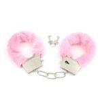 Playful Pink Faux Fur Handcuffs with Metal Chain and Keys