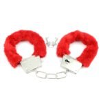 Playful Pink Faux Fur Handcuffs with Metal Chain and Keys