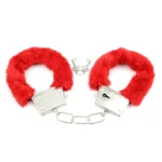 Playful Pink Faux Fur Handcuffs with Metal Chain and Keys