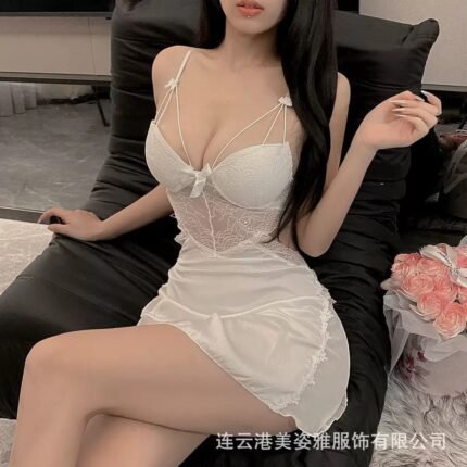 Women's Dreamy Lavender Floral Embroidery Sheer Lace Lingerie Set